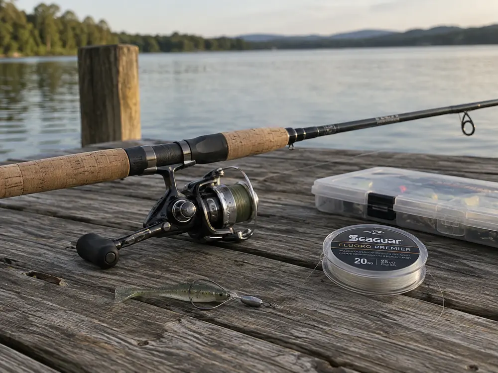 Rod reel line and leader prepared as a balanced fishing setup
